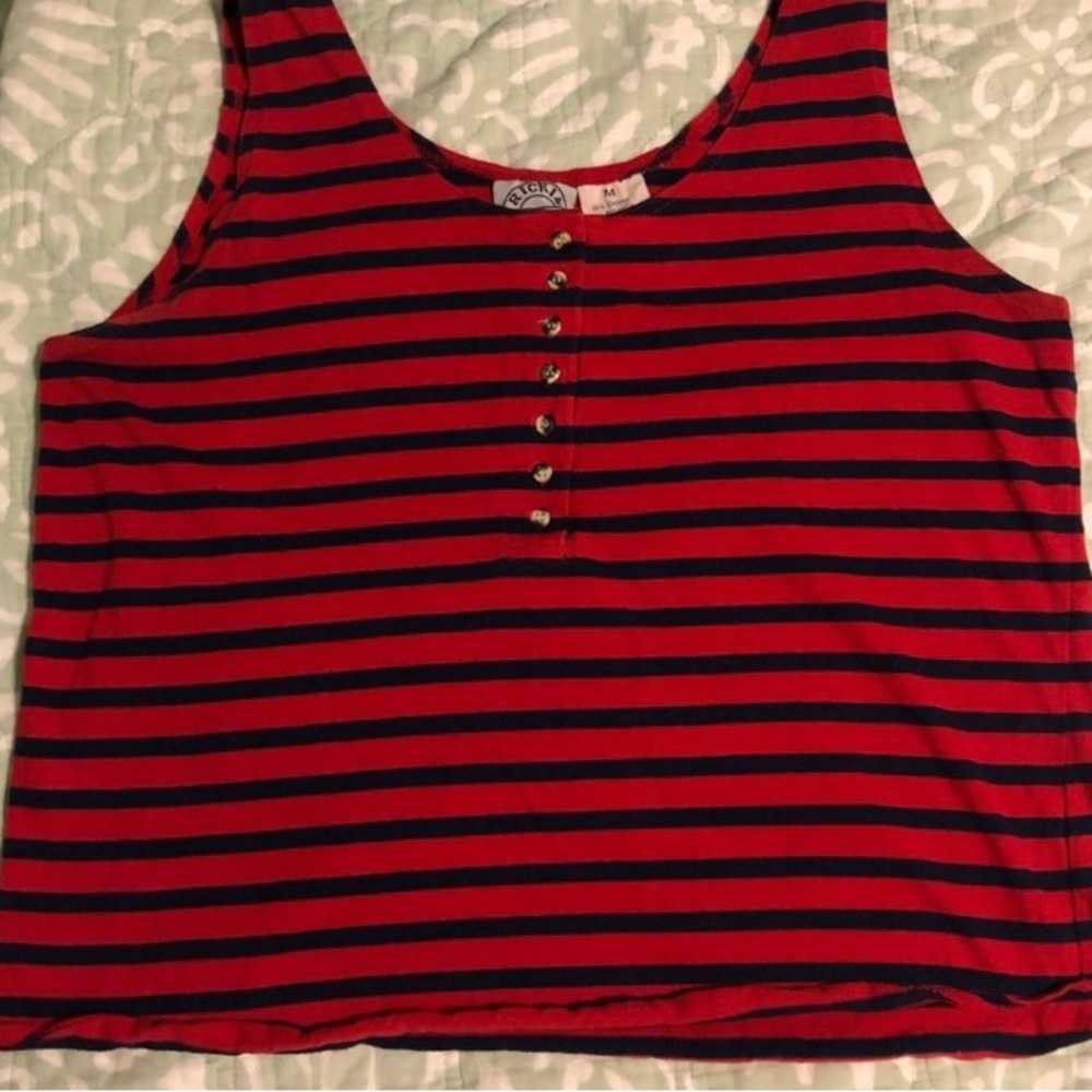 Medium Ricky & clothing strip red vintage 90s top
